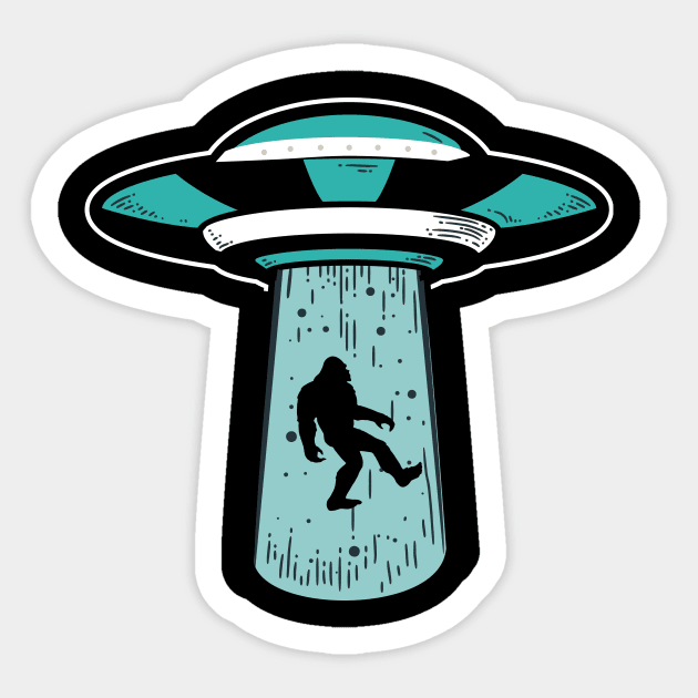 Bigfoot alien abduction Sticker by evermedia